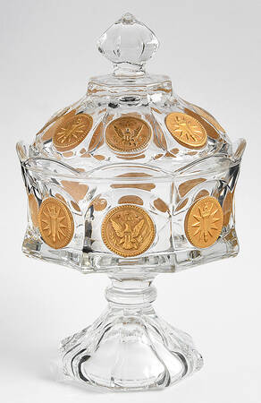 Coin Glass Gold Decoration (Stem 1372) Wedding Bowl with Lid