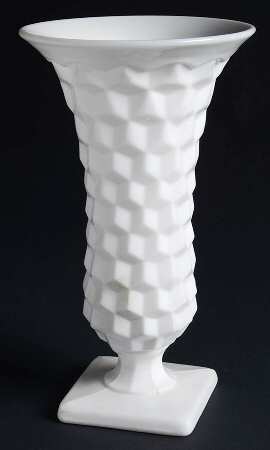 American Clear (Stem 2056) Milk Glass Square Footed Flower Vase