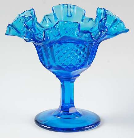 Pineapple Colonial Blue Crimped Round Compote (Height X Width)
