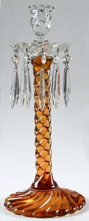 Queen Anne Amber 14" Tall Single Light Candlestick