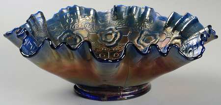 Captive Rose Blue (Carnival) 8" Round Double Crimped Bowl