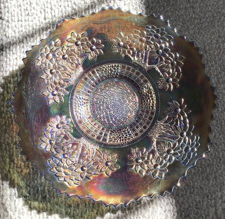 Orange Tree Blue (Carnival) 9" Round Bowl