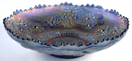 Orange Tree Blue (Carnival) 8" Footed Round Bowl
