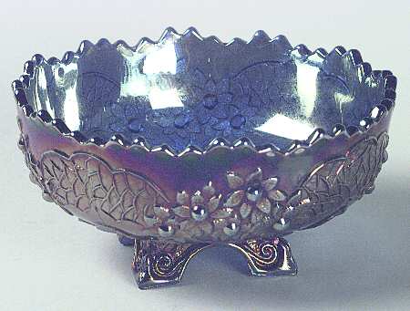 Orange Tree Blue (Carnival) 5" Footed Bowl