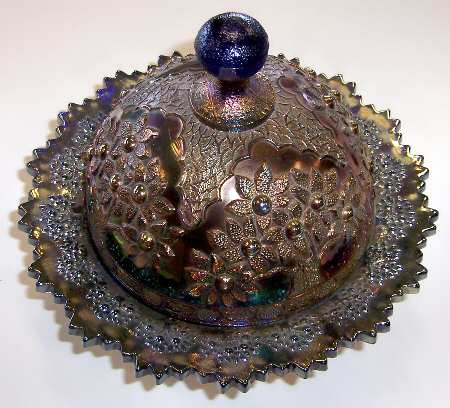 Orange Tree Blue (Carnival) Round Covered Butter