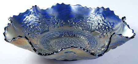 Orange Tree Blue (Carnival) 9" Round Crimped Bowl