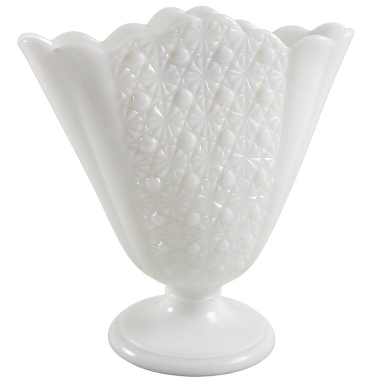 Daisy and Button Milk Glass 9" Flared Vase
