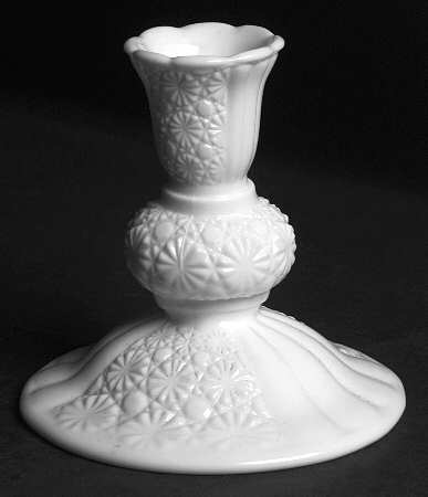 Daisy and Button Milk Glass Single Light Candlestick