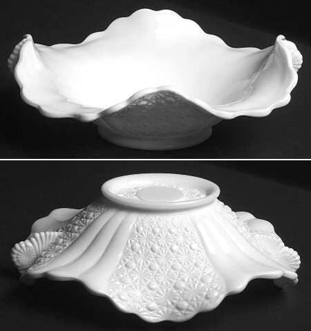 Daisy and Button Milk Glass Oval Bowl
