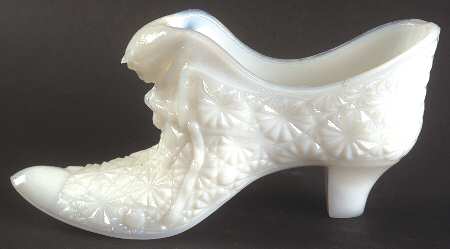 Daisy and Button Milk Glass Slipper