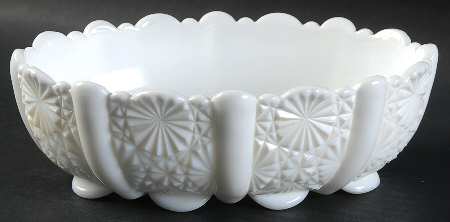 Daisy and Button Milk Glass 8" Oval Bowl