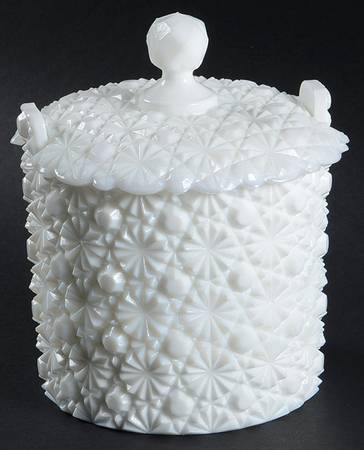 Daisy and Button Milk Glass Candy Dish & Lid