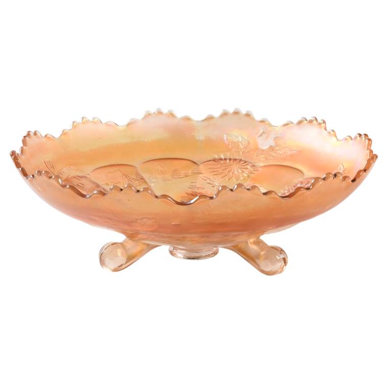 Chrysanthemum Marigold 10" 3-Toed Footed Bowl