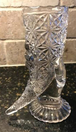 Daisy and Button Clear Hand Vase