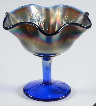 Rib and Holly Sprig Blue (Carnival) Comport