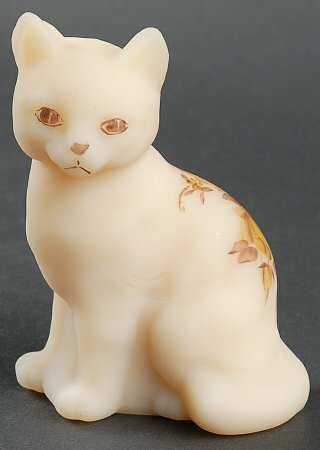 Chocolate Roses On Cameo Satin Cat Figurine