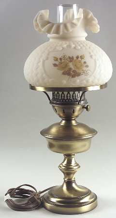 Chocolate Roses On Cameo Satin Student Lamp & Globe