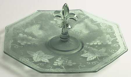 Grape Green (Brocade) Octagonal Tray with Center Handle