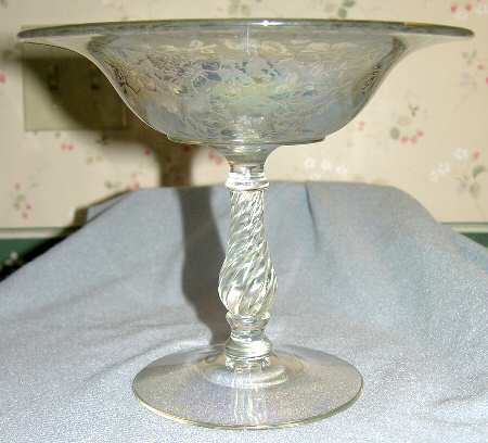 Victoria Clear (Iridescent, Brocade) Round Compote (Height X Width)