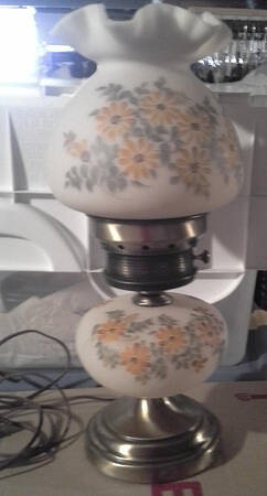 Daisies on Cameo Satin 17" Electric Lamp & Shade