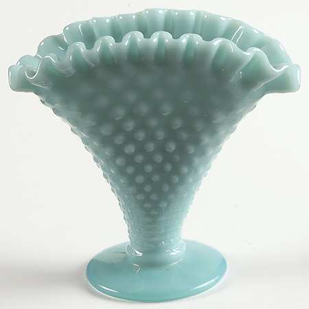 Hobnail Turquoise Small Fan Vase