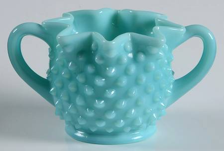 Hobnail Turquoise Star Shape Open Sugar