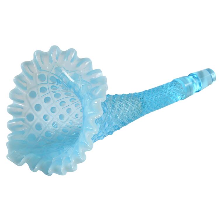 Diamond Lace Blue (Opalescent) (4 Piece) Epergnette, Small Vase Only