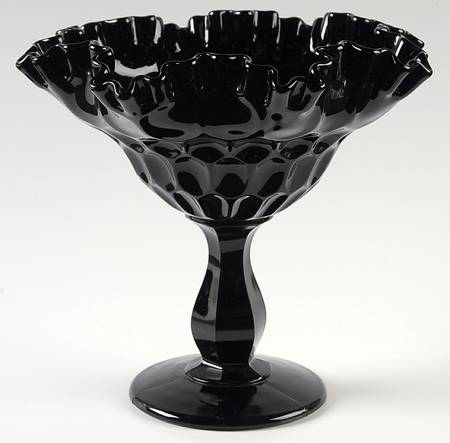 Thumbprint Black Round Compote (Height X Width)