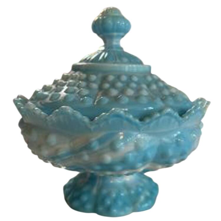 Hobnail Blue (Marble) Lid for Low Footed Candy Box