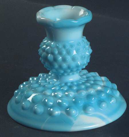 Hobnail Blue (Marble) Single Light Candlestick