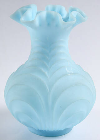 Blue Satin 7" Flower Vase