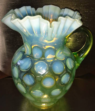 Dot Optic Lime Green (Opalescent) Large Pitcher by Fenton
