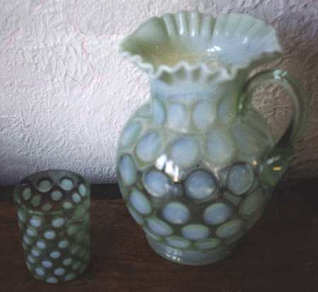 Dot Optic Lime Green (Opalescent) Flat Tumbler by Fenton