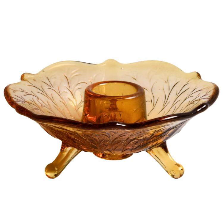 Silvertone Amber Single Light Candlestick