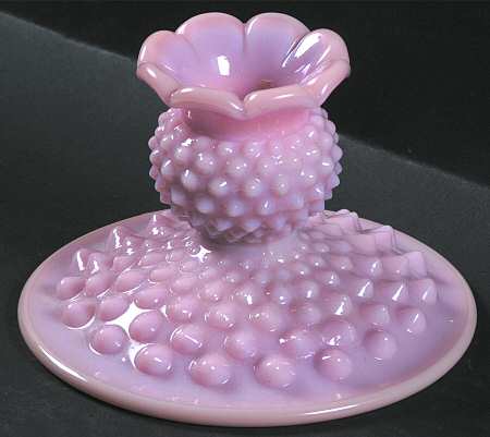 Hobnail Rose (Pastel) Single Light Candlestick