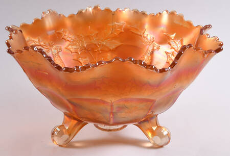 Stag and Holly Marigold 9" Round 3-Toed Crimped Bowl