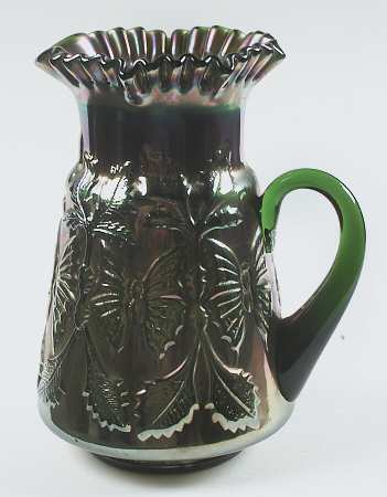 Butterfly and Fern Green Pitcher by Fenton