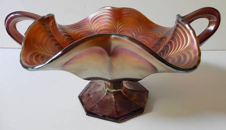 Peacock Tail Marigold (Carnival) 2 Handled Bon Bon by Fenton