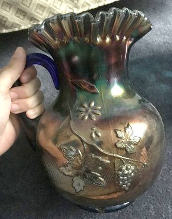 Floral & Grape Variant-Amethyst Carnival (Older) Pitcher