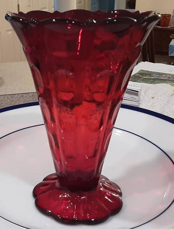 1933 Ruby 6" Bud Vase by Fenton