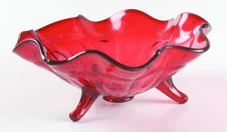 1933 Ruby 6" 3-Footed Bon Bon by Fenton