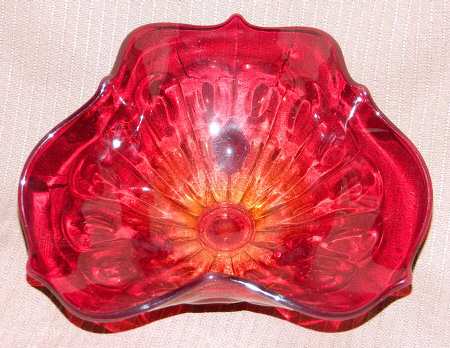 1933 Ruby Triangular Bowl by Fenton