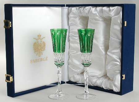 Xenia Set of 2 - Green Fluted Champagne
