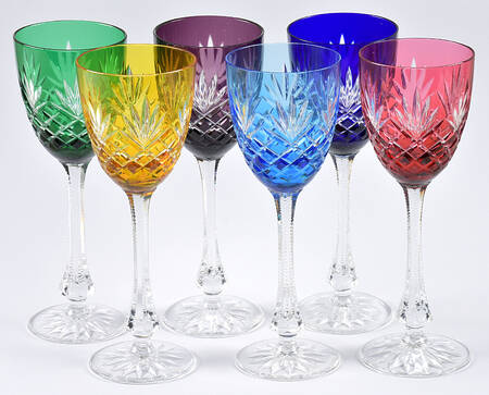 Odessa Hock Wine  - Set of 6 Colors Boxed (Amethyst,Cobalt,EmG,Red.SkyB,Yellow)