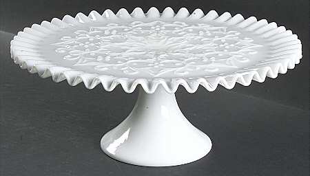 Spanish Lace Milk Glass (No Crest) Round Cake Stand