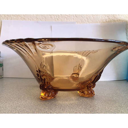 2470 Amber 11" 4-Toed Footed Bowl