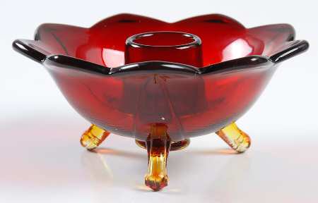 848 Ruby 3 Toed Candleholder