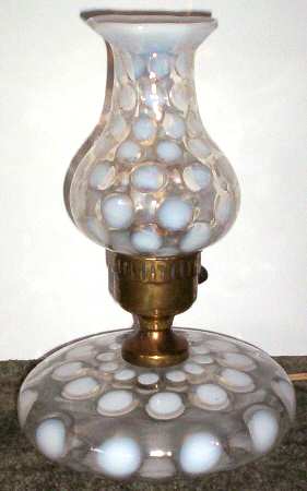 Dot Optic French Opalescent Lamp Boudoir with Shade