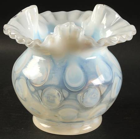 Dot Optic French Opalescent 5" Double Crimped Vase