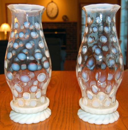 Dot Optic French Opalescent Hurricane Lamp & Globe